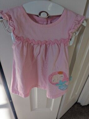 Good Lad Pink Short Sleeve Top with Mermaid Appliqué